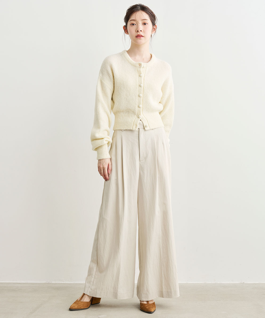 COCO DEAL「リラクシーワイドパンツ」|スラックス|グレージュ