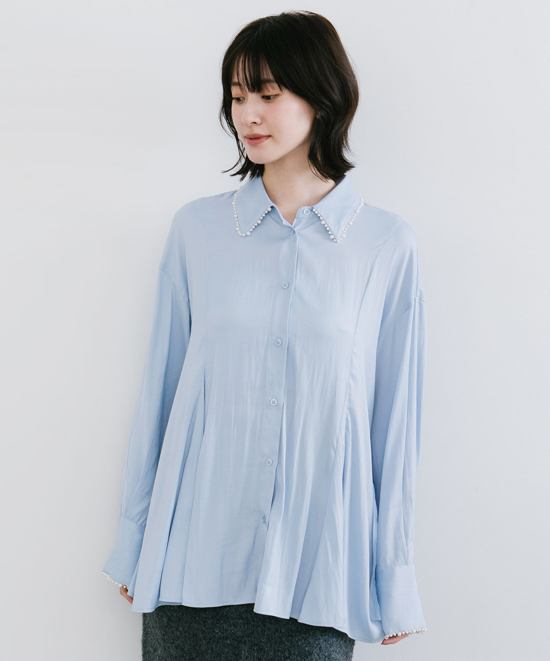 COCO DEAL「パールモチーフペプラムシャツ」|シャツ・ブラウス|