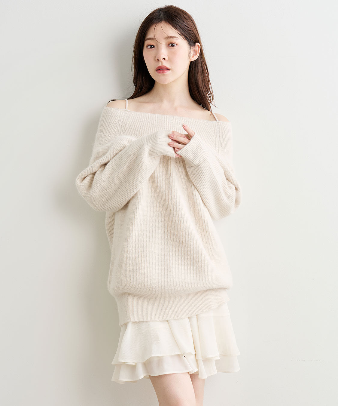 COCO DEAL「ラクーン混ニットミニワンピース」|ワンピース|ライトベージュ