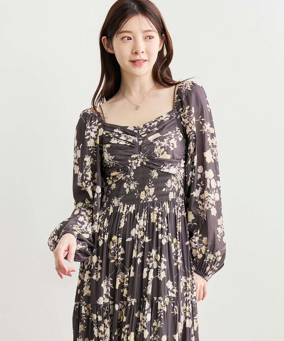 COCO DEAL「シャーリングティアードフラワーワンピース」|ワンピース|
