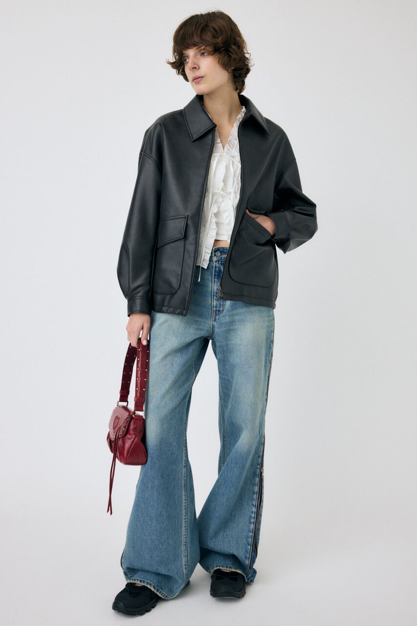 MOUSSY「FAUX LEATHER OVER ジャケット」|ブルゾン・スタジャン|