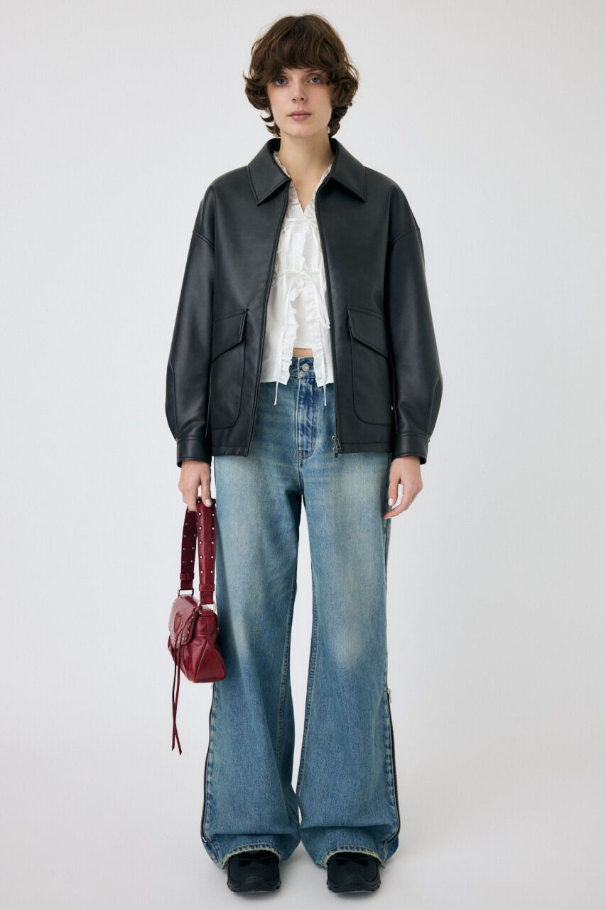 MOUSSY「FAUX LEATHER OVER ジャケット」|ブルゾン・スタジャン|