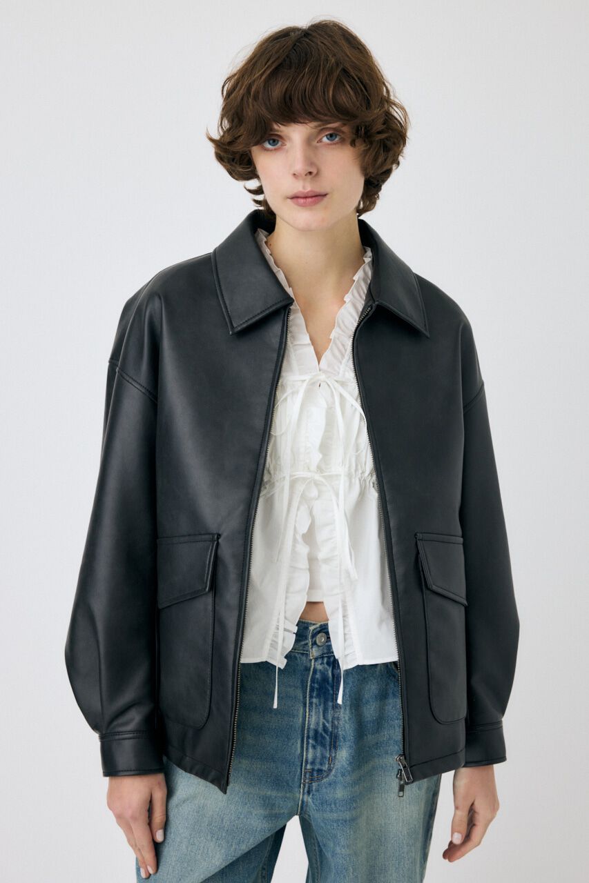 MOUSSY「FAUX LEATHER OVER ジャケット」|ブルゾン・スタジャン|