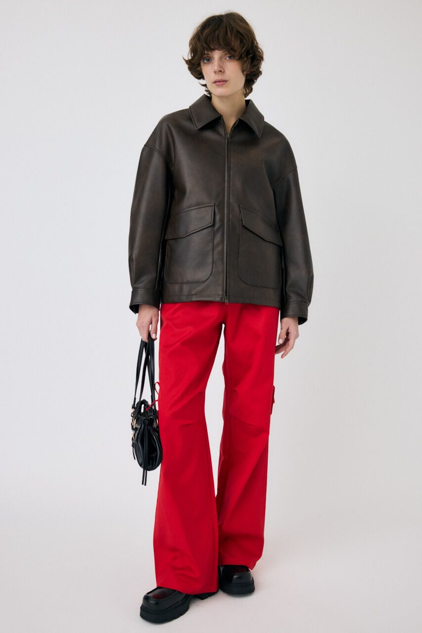 MOUSSY「FAUX LEATHER OVER ジャケット」|ブルゾン・スタジャン|