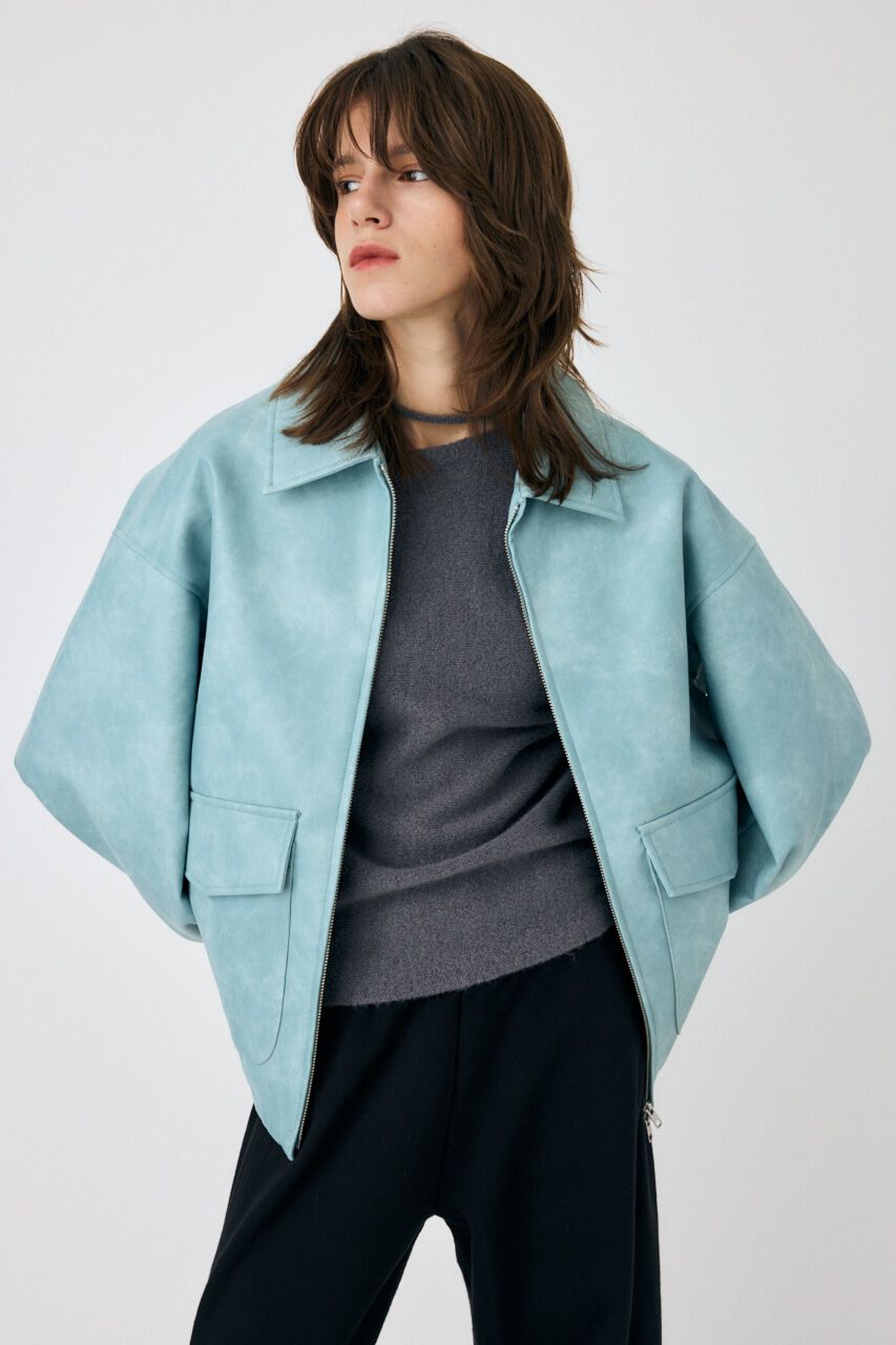 MOUSSY「FAUX LEATHER OVER ジャケット」|ブルゾン・スタジャン|