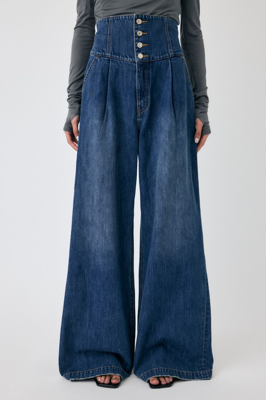 MOUSSY「CORSET DESIGN バギー デニム」|デニム|BLU