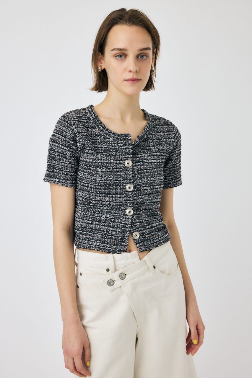 MOUSSY「TWEED LIKE トップス」|Tシャツ・カットソー|BLK
