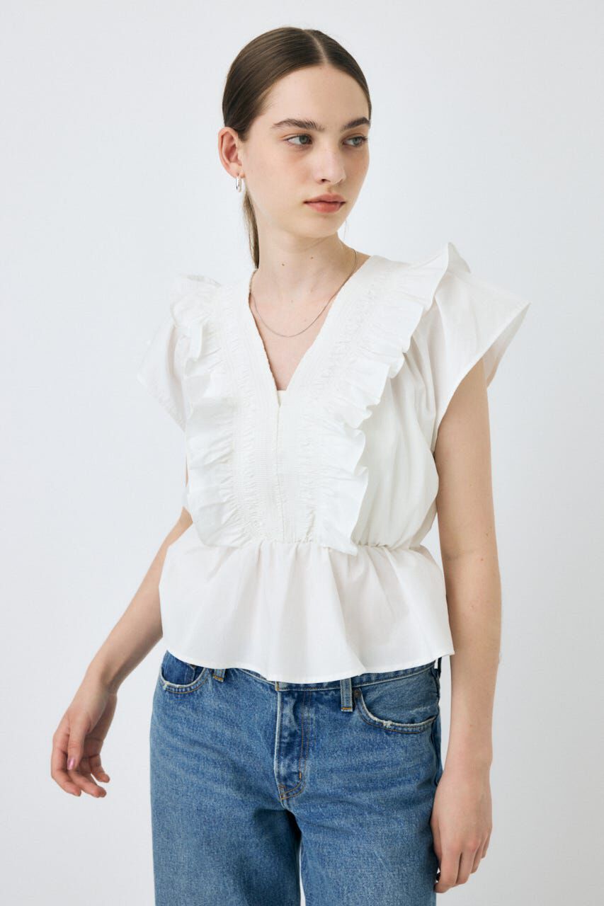 MOUSSY「SHIRRING RUFFLE PEPLUM トップス」|その他|