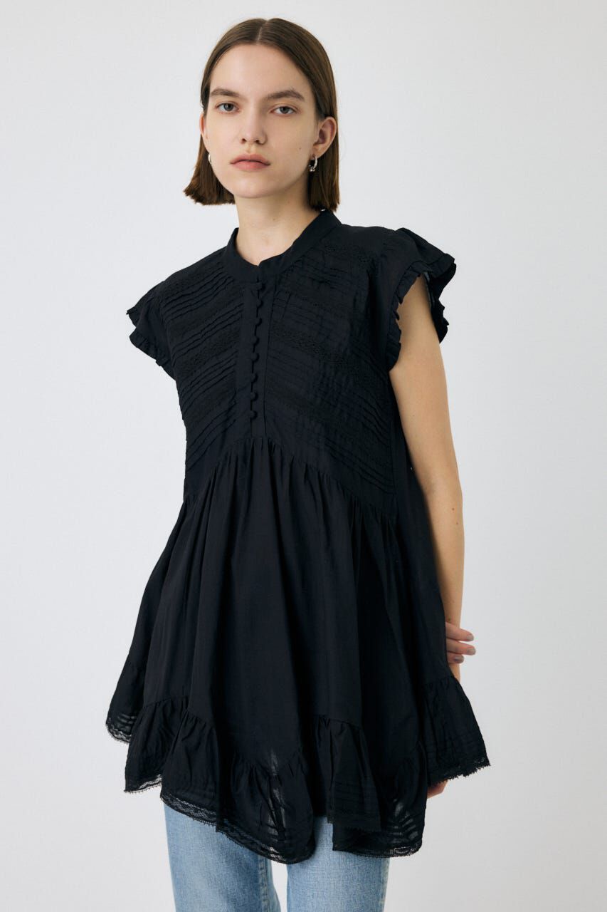 MOUSSY「LACY FRILL チュニック」|チュニック|BLK