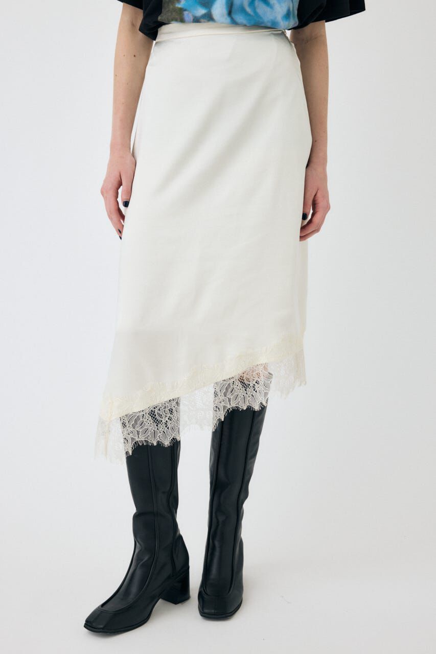 MOUSSY「LACE TRIM SLIP スカート」|スカート|O/WHT1