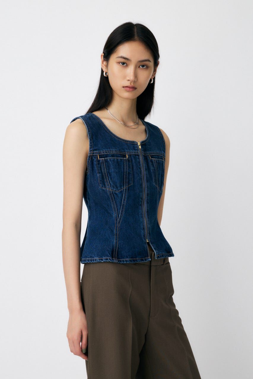 MOUSSY「WAIST FIT デニムベスト」|シャツ・ブラウス|