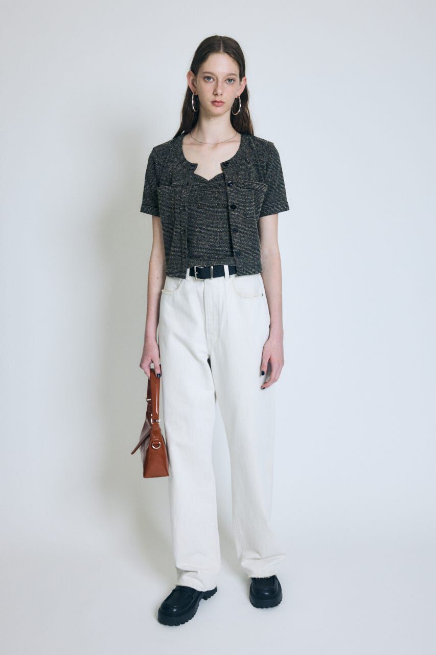 MOUSSY「BOUCLE TWEED ハーフスリーブカーディガン」|その他|