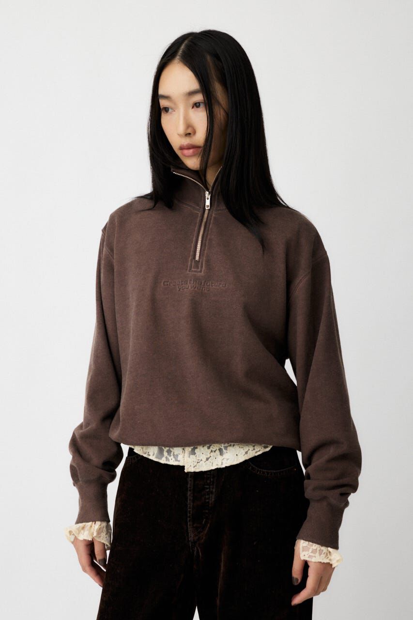 MOUSSY「FADE HALF ZIP トップス」|パーカー|BRN