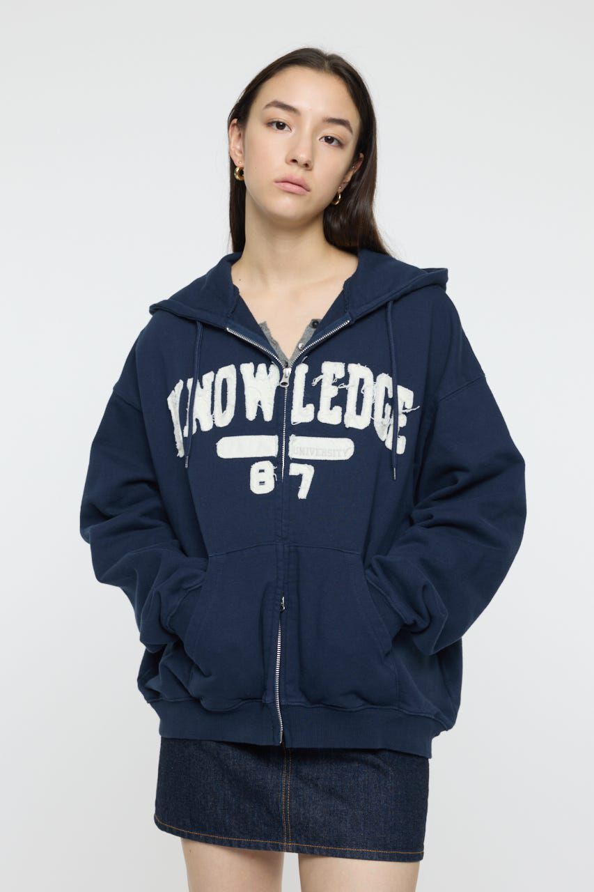 MOUSSY「COLLEGIATE ZIP フーディー」|パーカー|NVY
