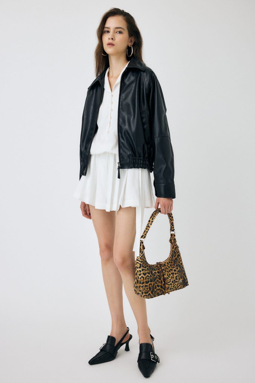 MOUSSY「F/LEATHER GATHER ブルゾン」|ブルゾン・スタジャン|