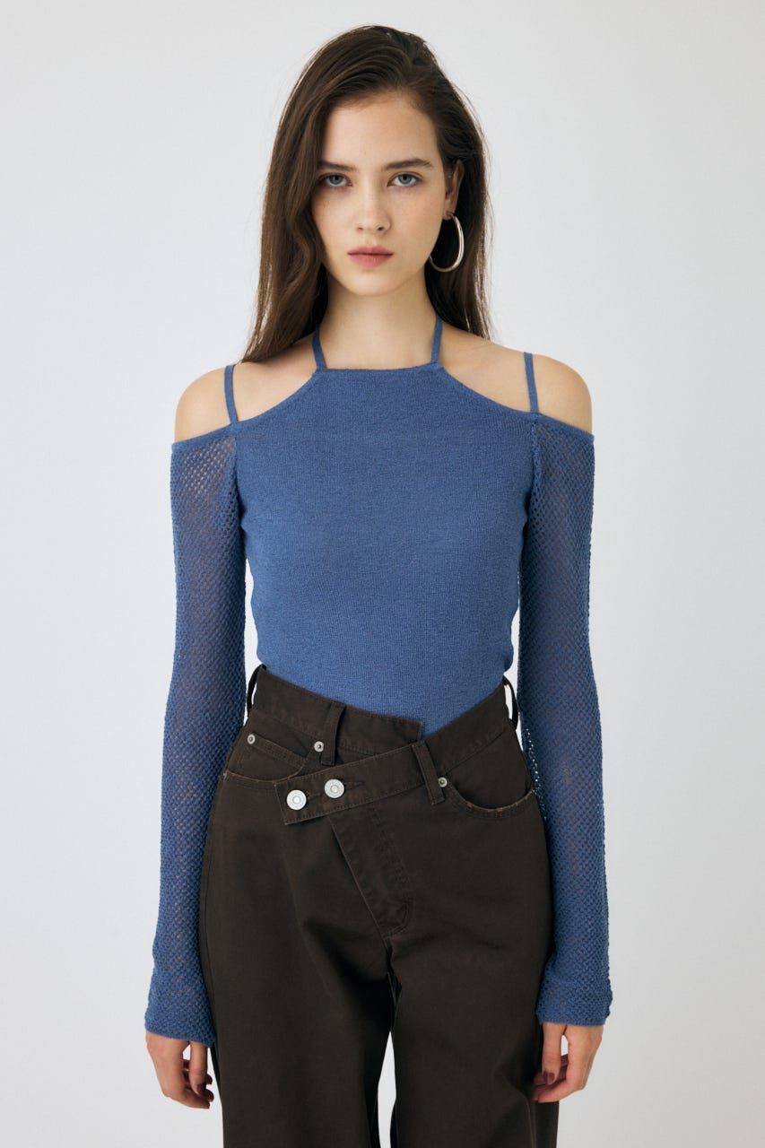 MOUSSY「OPEN SHOULDER HALTER ニットトップス」|ニット・セーター|