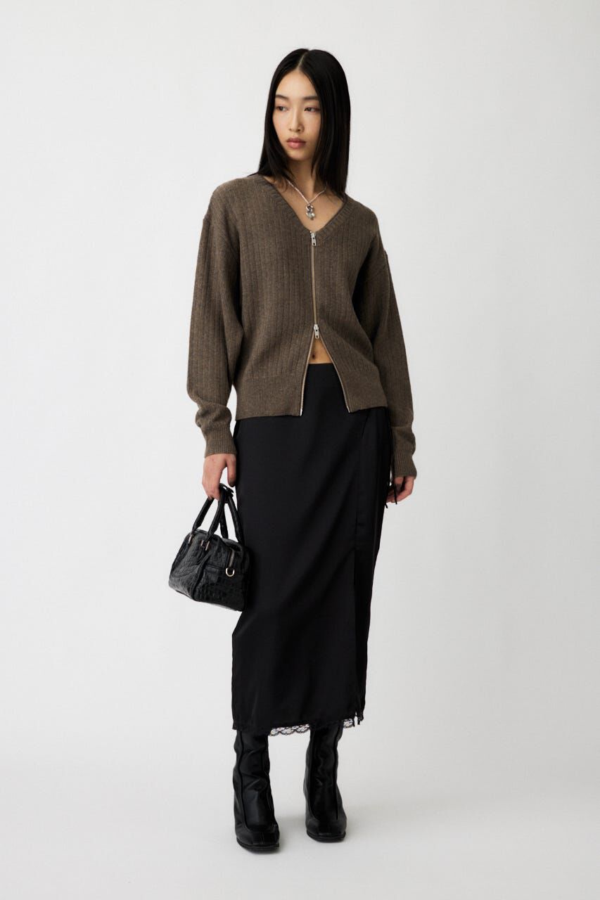 MOUSSY「ZIP UP KNIT カーディガン」|カーディガン|