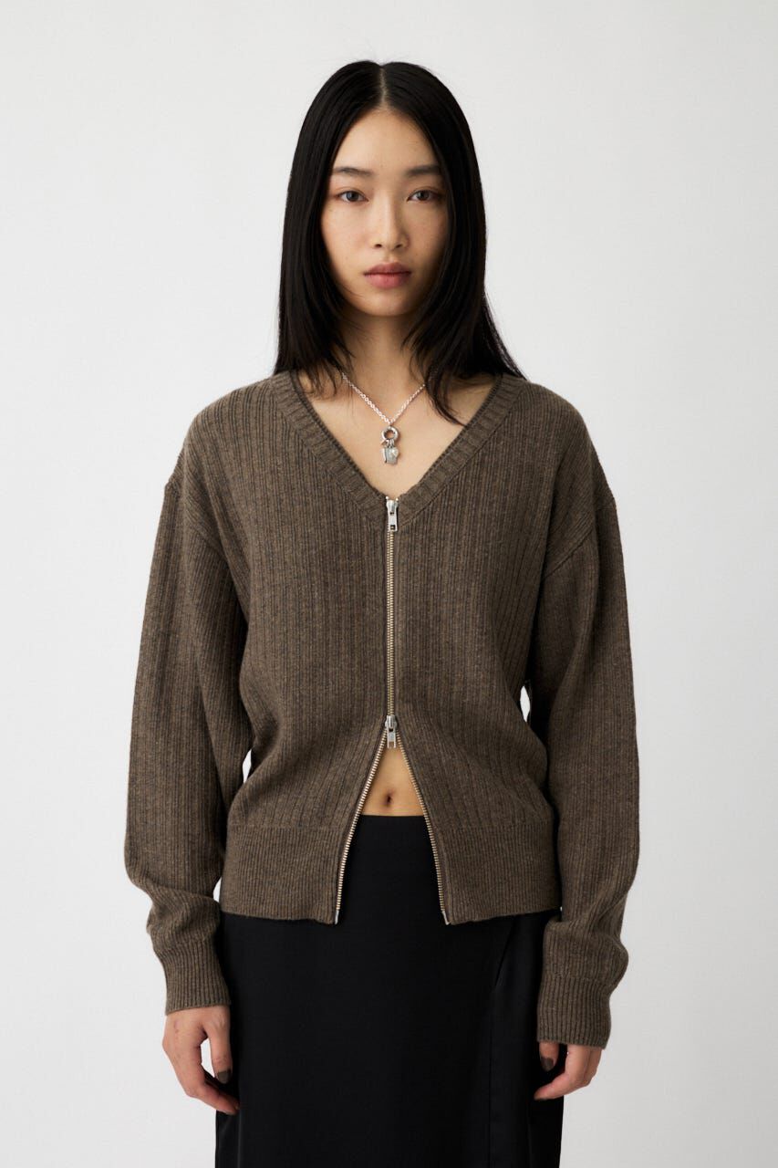 MOUSSY「ZIP UP KNIT カーディガン」|カーディガン|