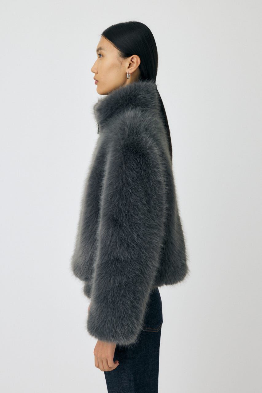 MOUSSY「F/FUR STAND COLLAR ジャケット」|ブルゾン・スタジャン|