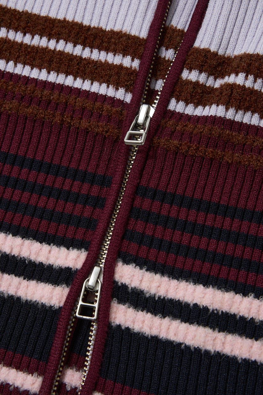 MOUSSY「STRIPE ZIP UP KNIT シャツ」|シャツ・ブラウス|