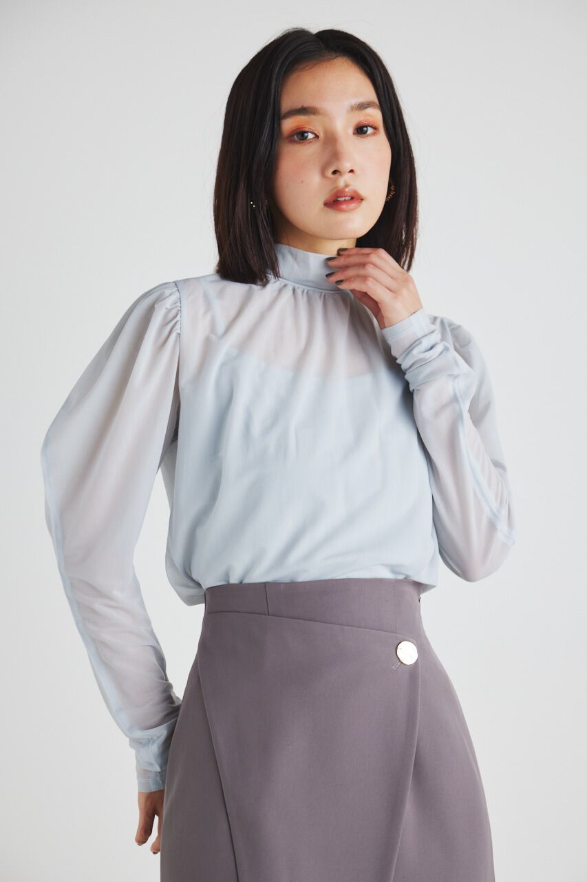 rienda「ラウンドSLVシアーTOP」|Tシャツ・カットソー|L/BLU1