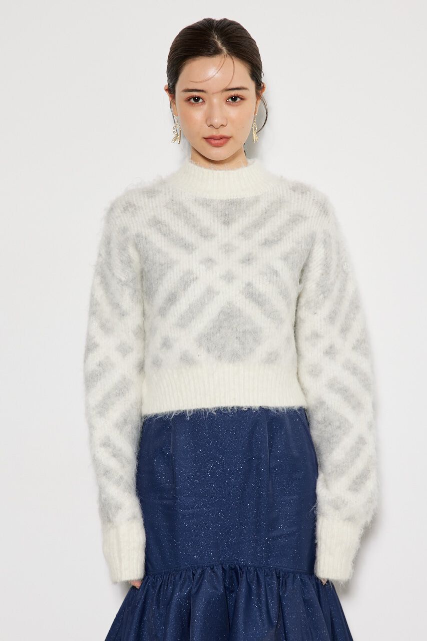 rienda「バイアスチェックニット TOP」|ニット・セーター|