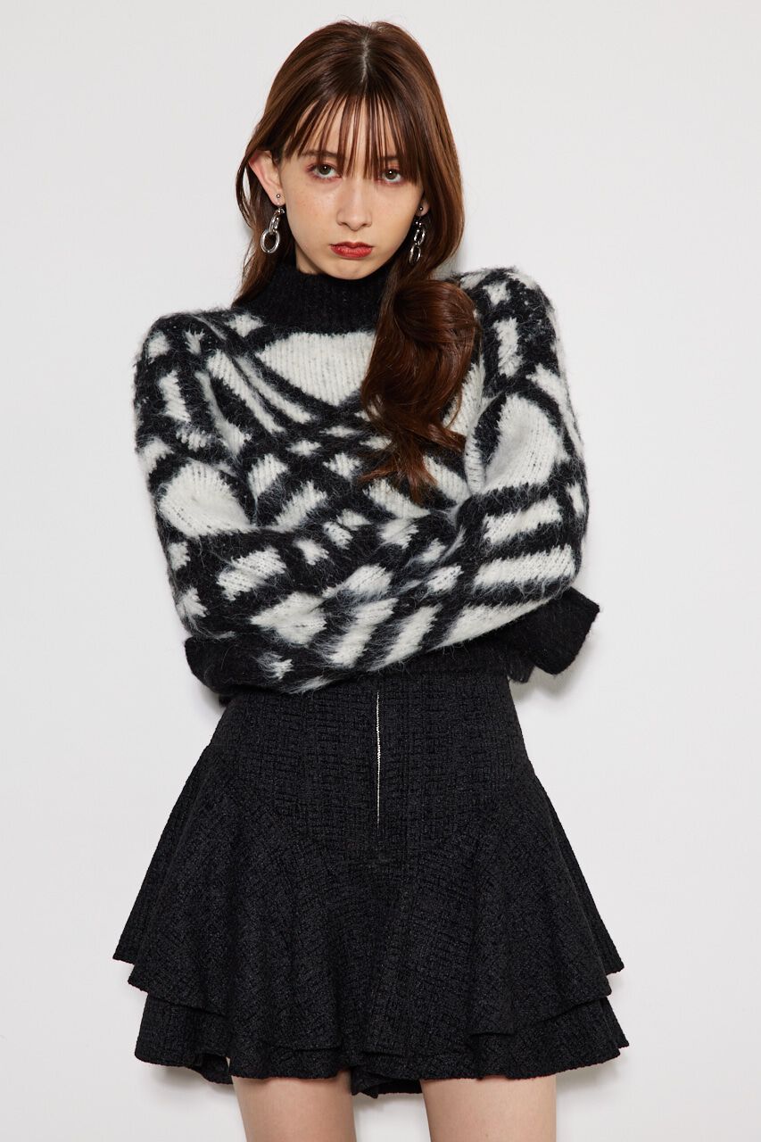 rienda「バイアスチェックニット TOP」|ニット・セーター|