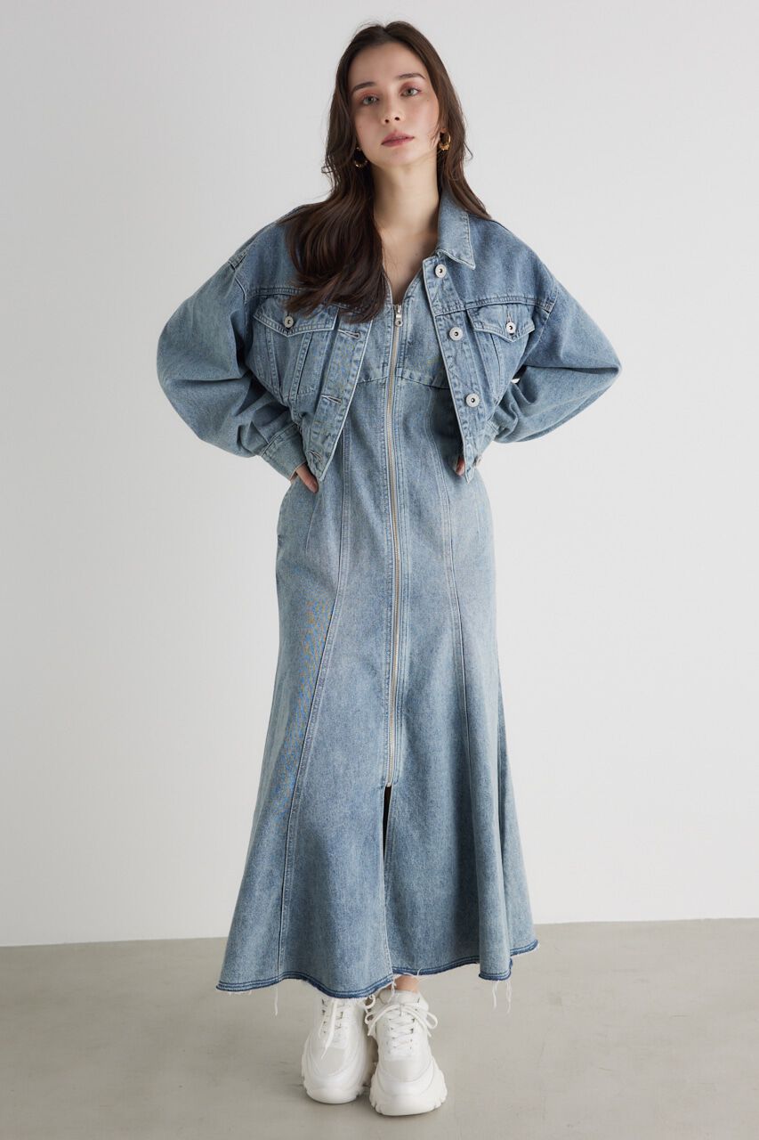 rienda「ゴムギャザーショート DENIM JK」|デニムジャケット|