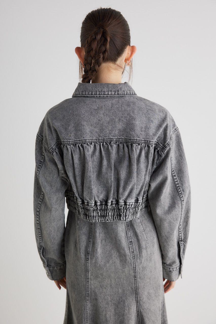 rienda「ゴムギャザーショート DENIM JK」|デニムジャケット|