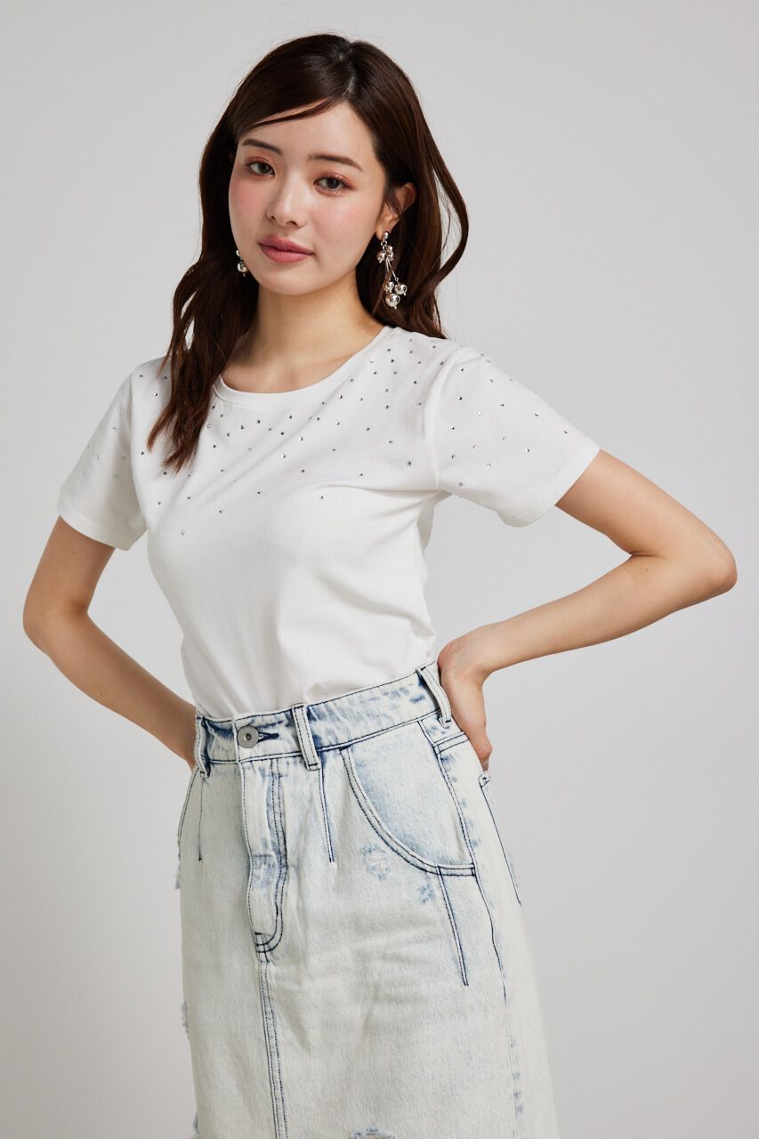 rienda「グラデーションストーンT-SH」|Tシャツ・カットソー|WHT