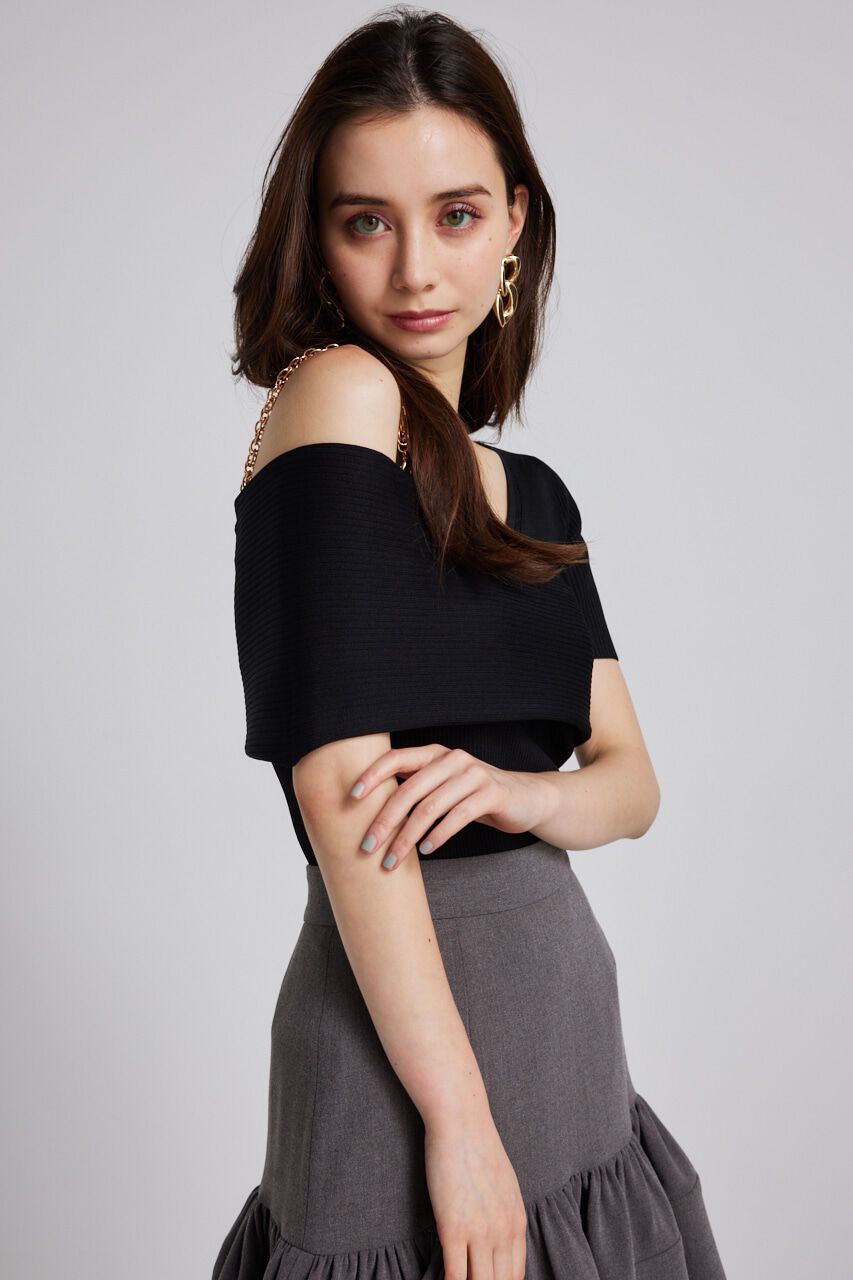 rienda「アシンメトリーショルダーKnit TOP」|ニット・セーター|