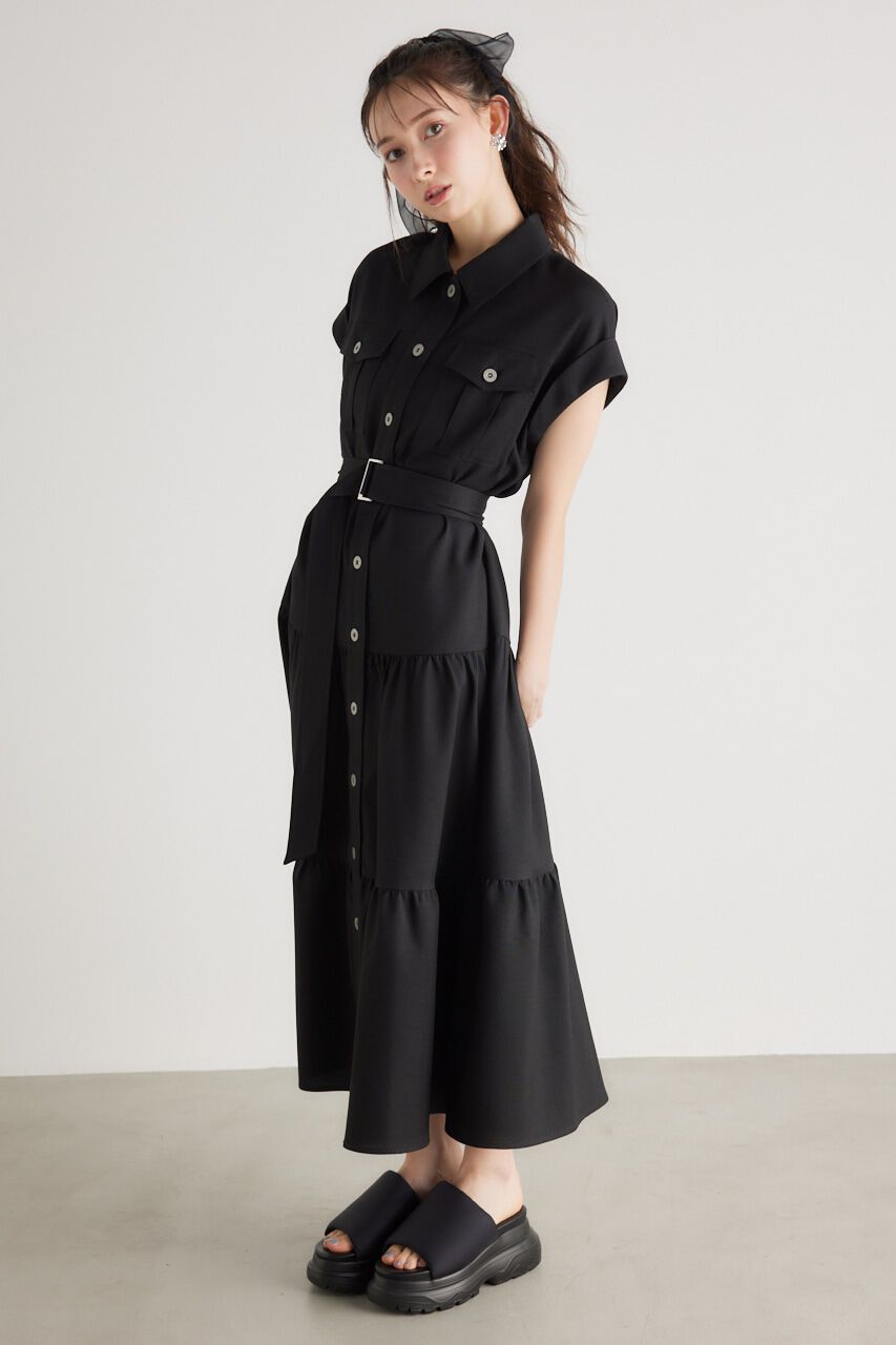 rienda「ロールUP SLVティアードSH OP」|ワンピース|BLK