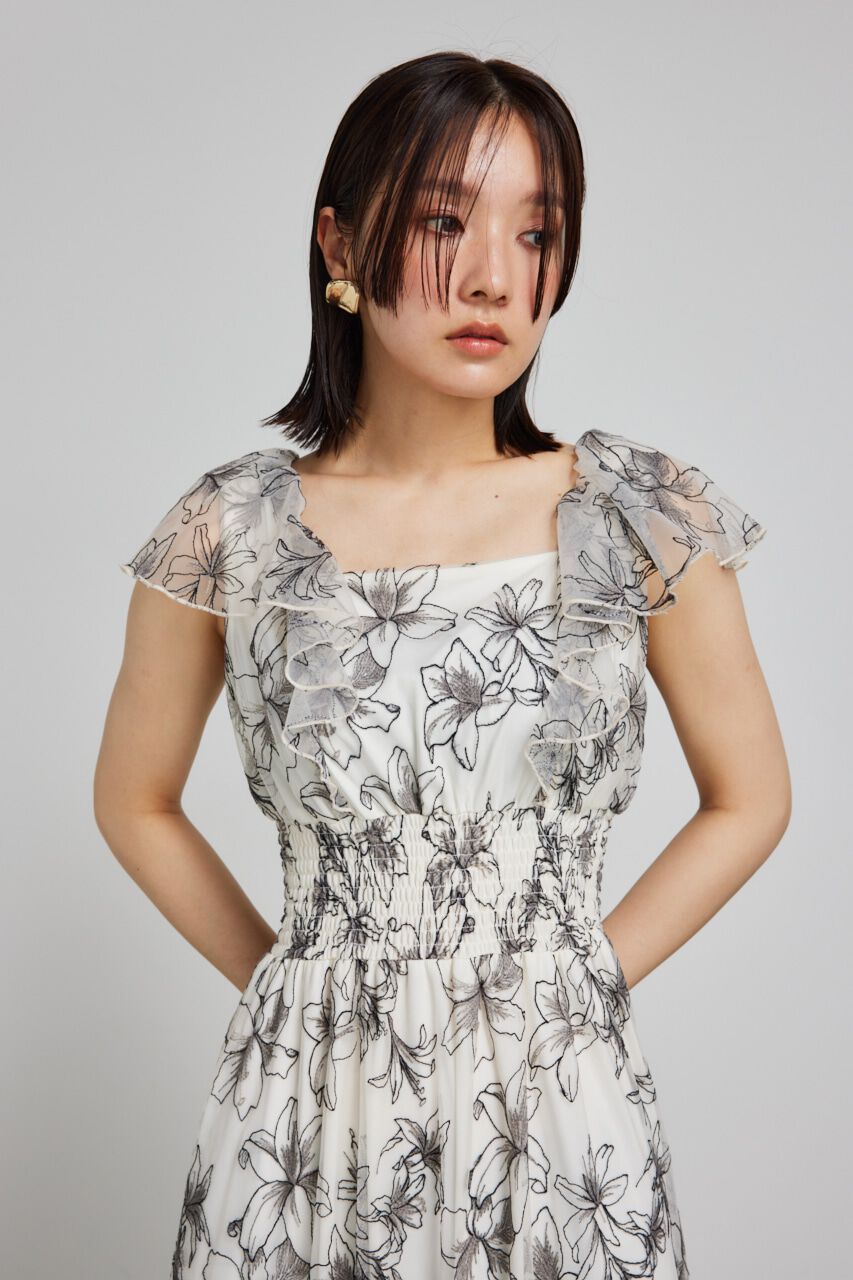 rienda「エンブロイダリーチュールフレアスリーヴワンピース」|ワンピース|