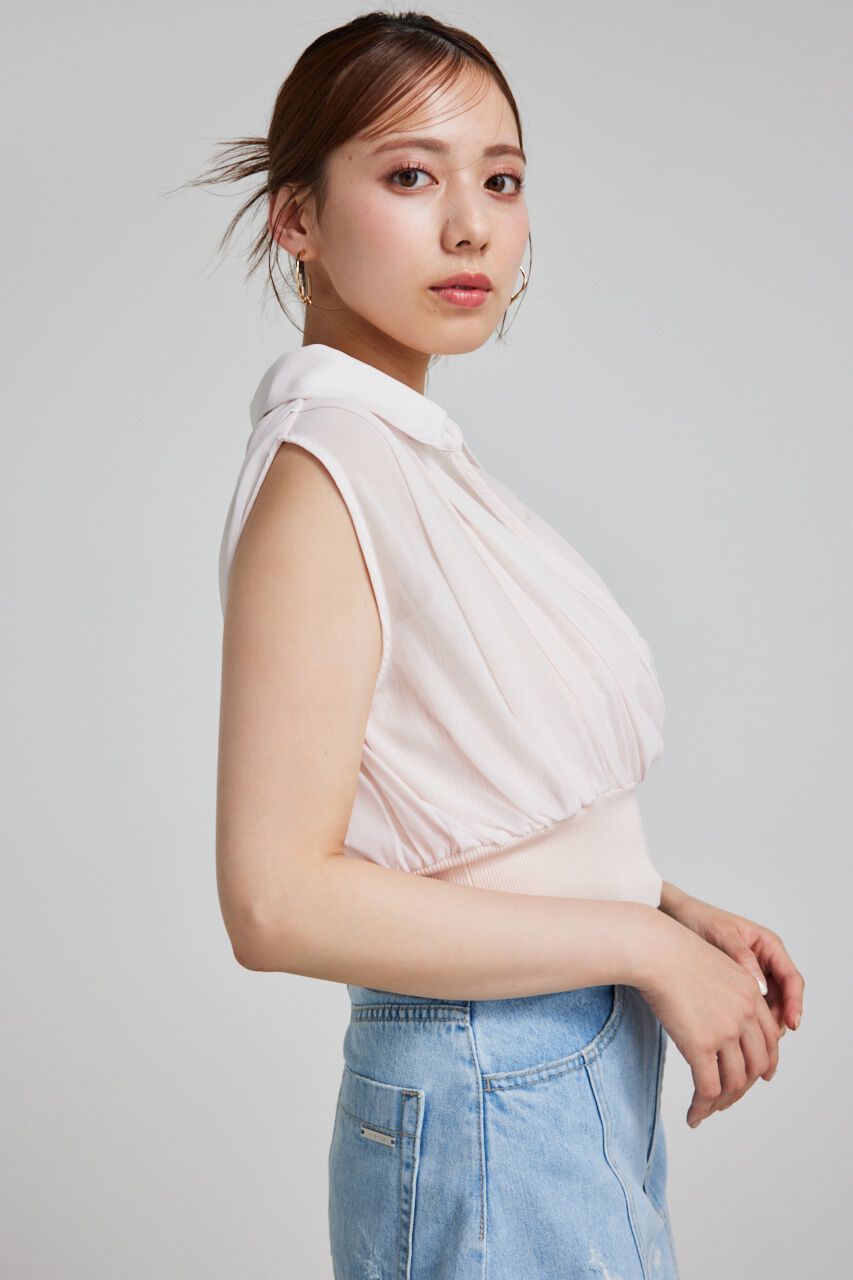 rienda「シフォンシャツレイヤードニットトップス」|シャツ・ブラウス|