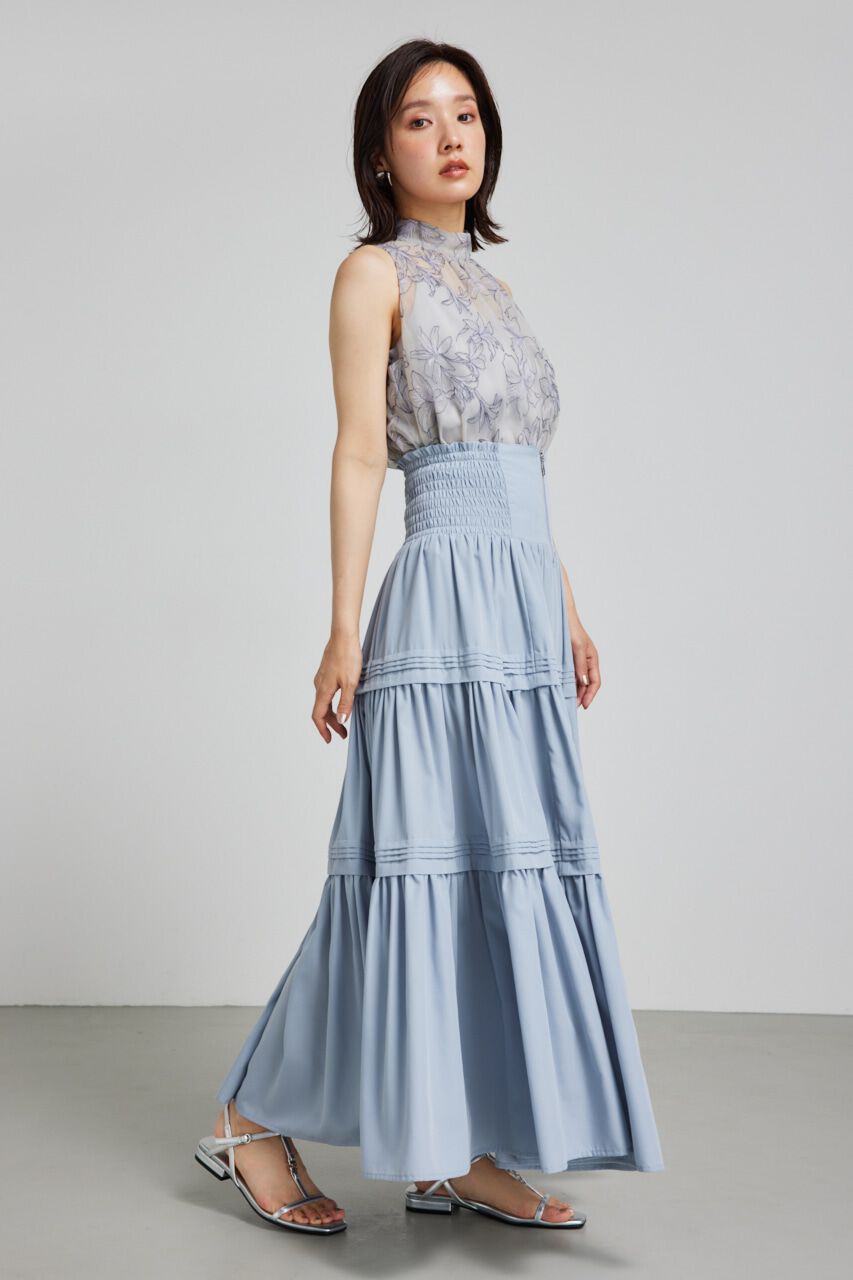 rienda「ウェストシャーリングタックデザインフレアスカート」|スカート|