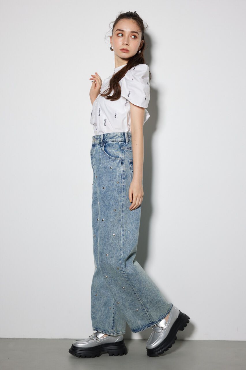 rienda「スタッズデザインワイドデニムパンツ」|その他|