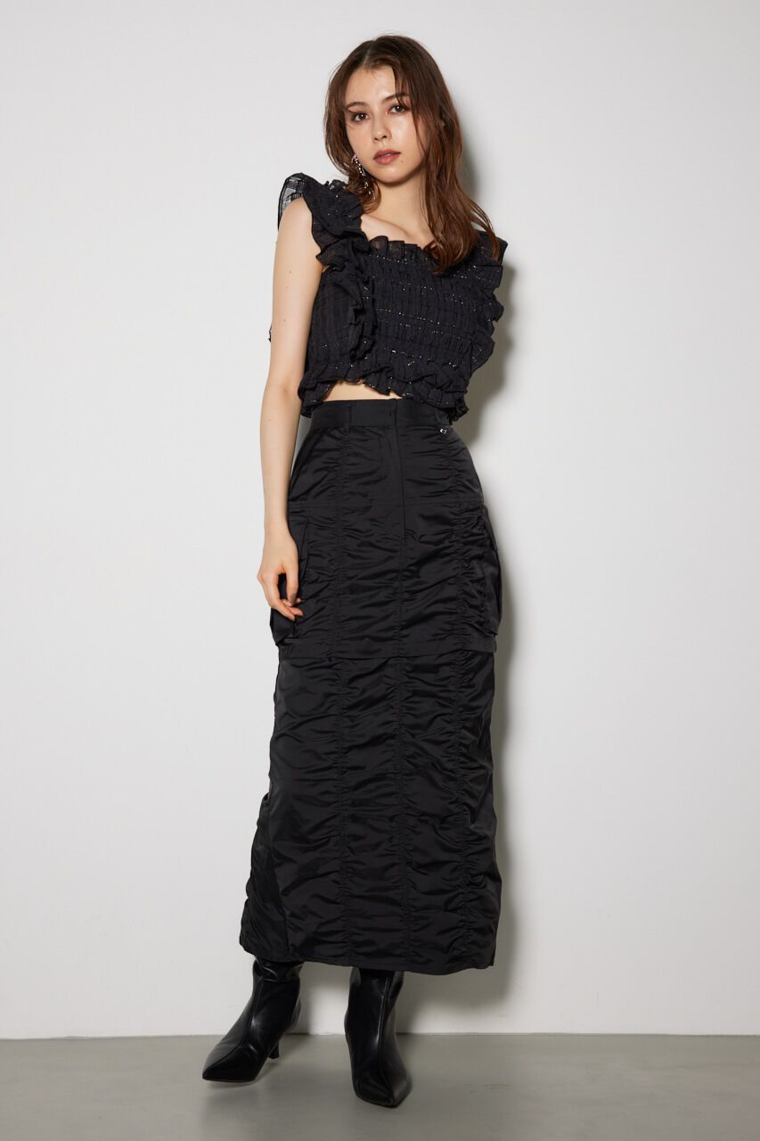 rienda「レイヤードカーゴジャストウエストスカート」|スカート|BLK