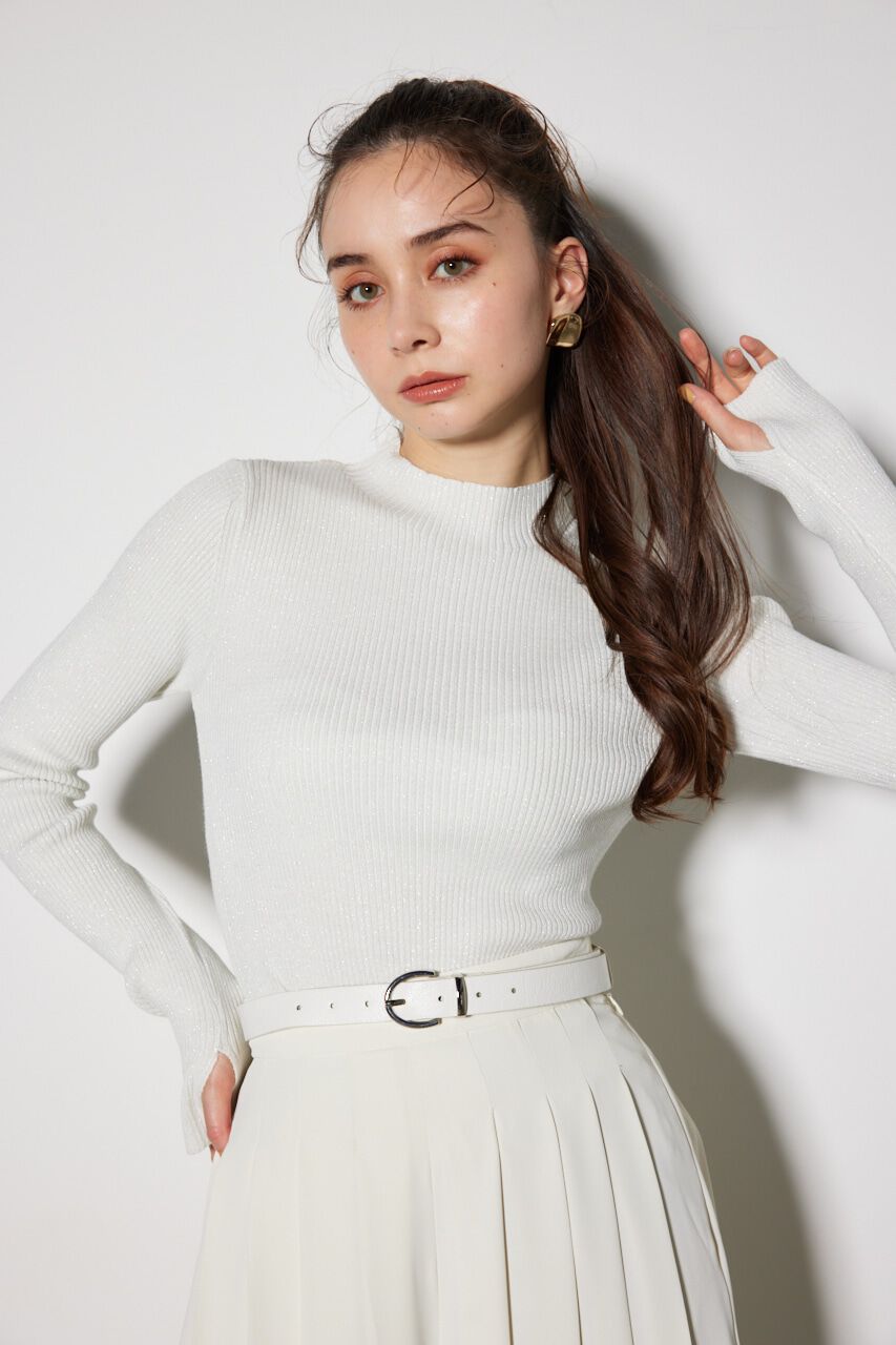 rienda「サムホール付きウォッシャブルハイネック ニット トップス」|ニット・セーター|