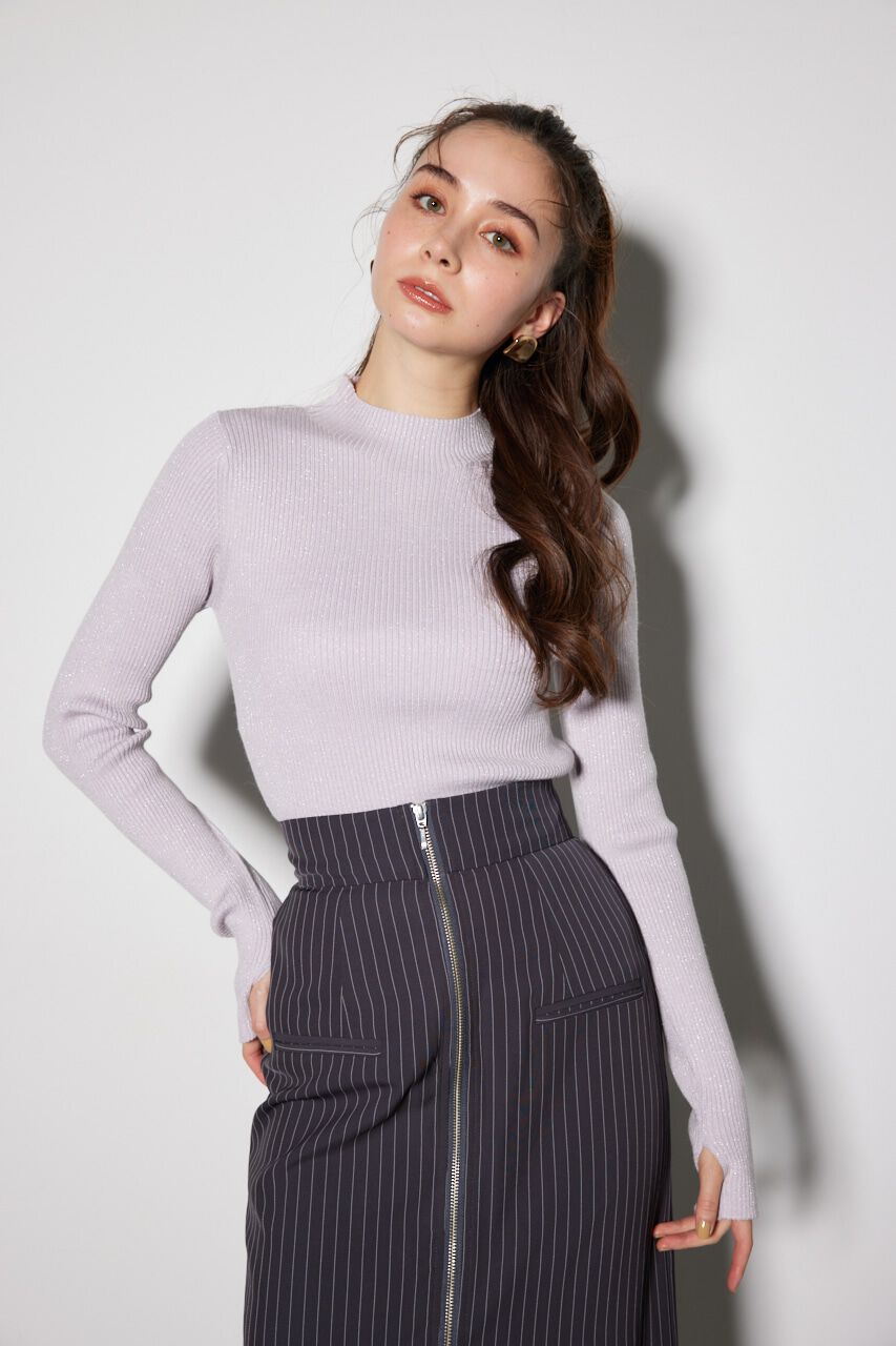 rienda「サムホール付きウォッシャブルハイネック ニット トップス」|ニット・セーター|