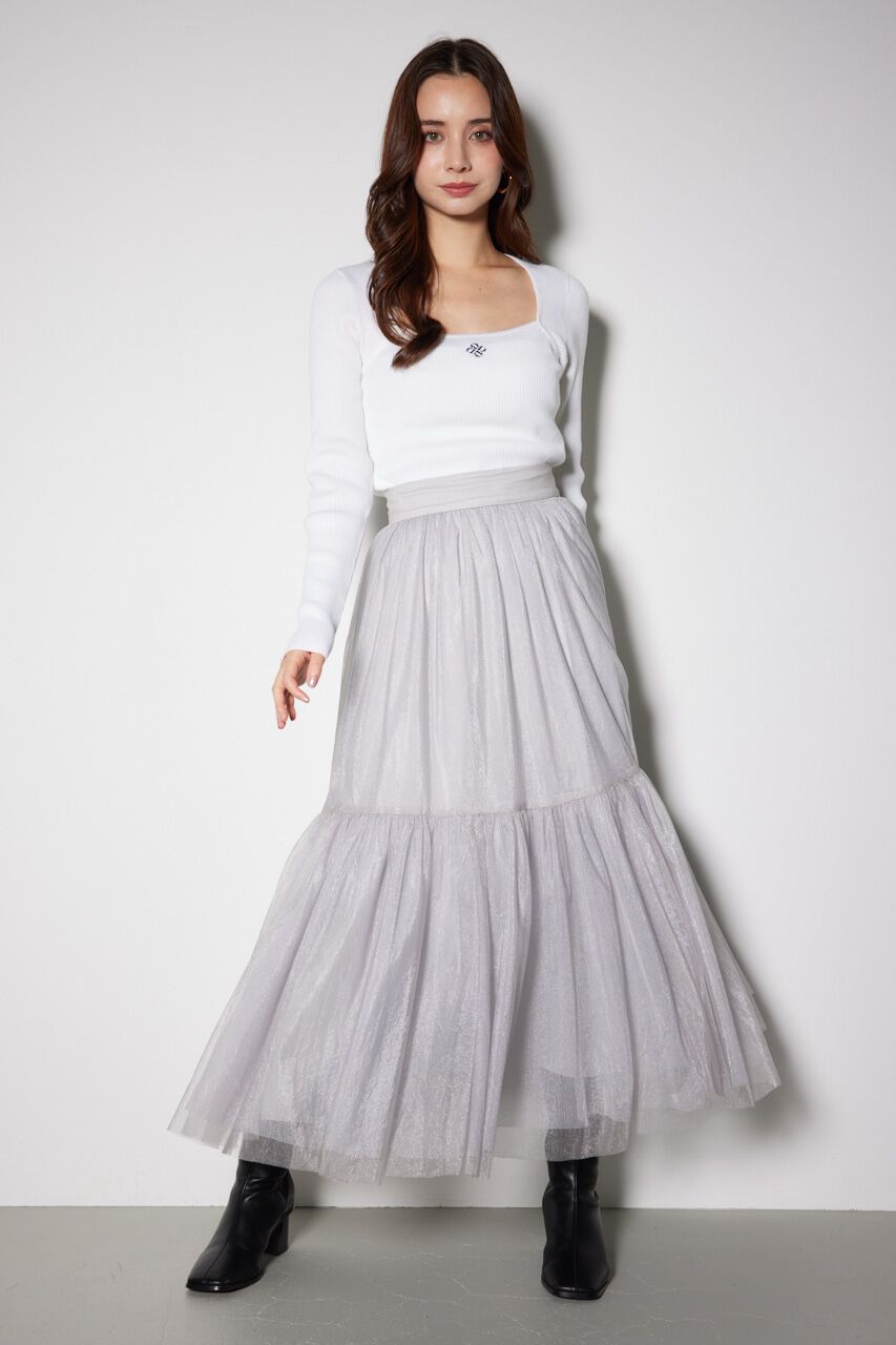 rienda「配色チュールティアードスカート」|スカート|