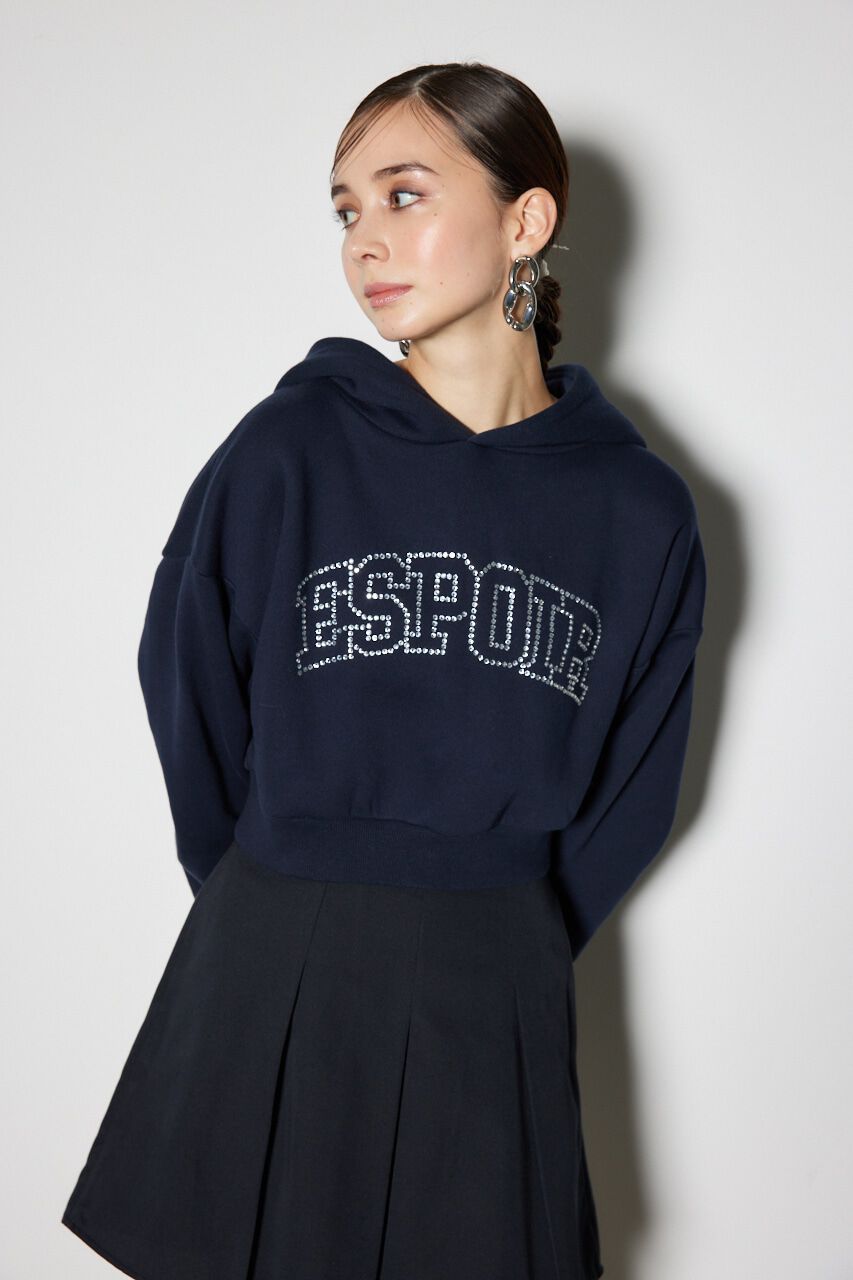 rienda「ビジューロゴフーディートップス」|パーカー|