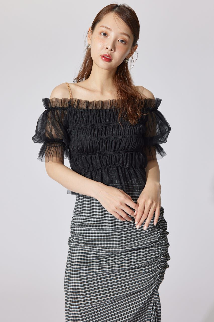 rienda「シアーオフショルショートスリーブブラウス」|シャツ・ブラウス|