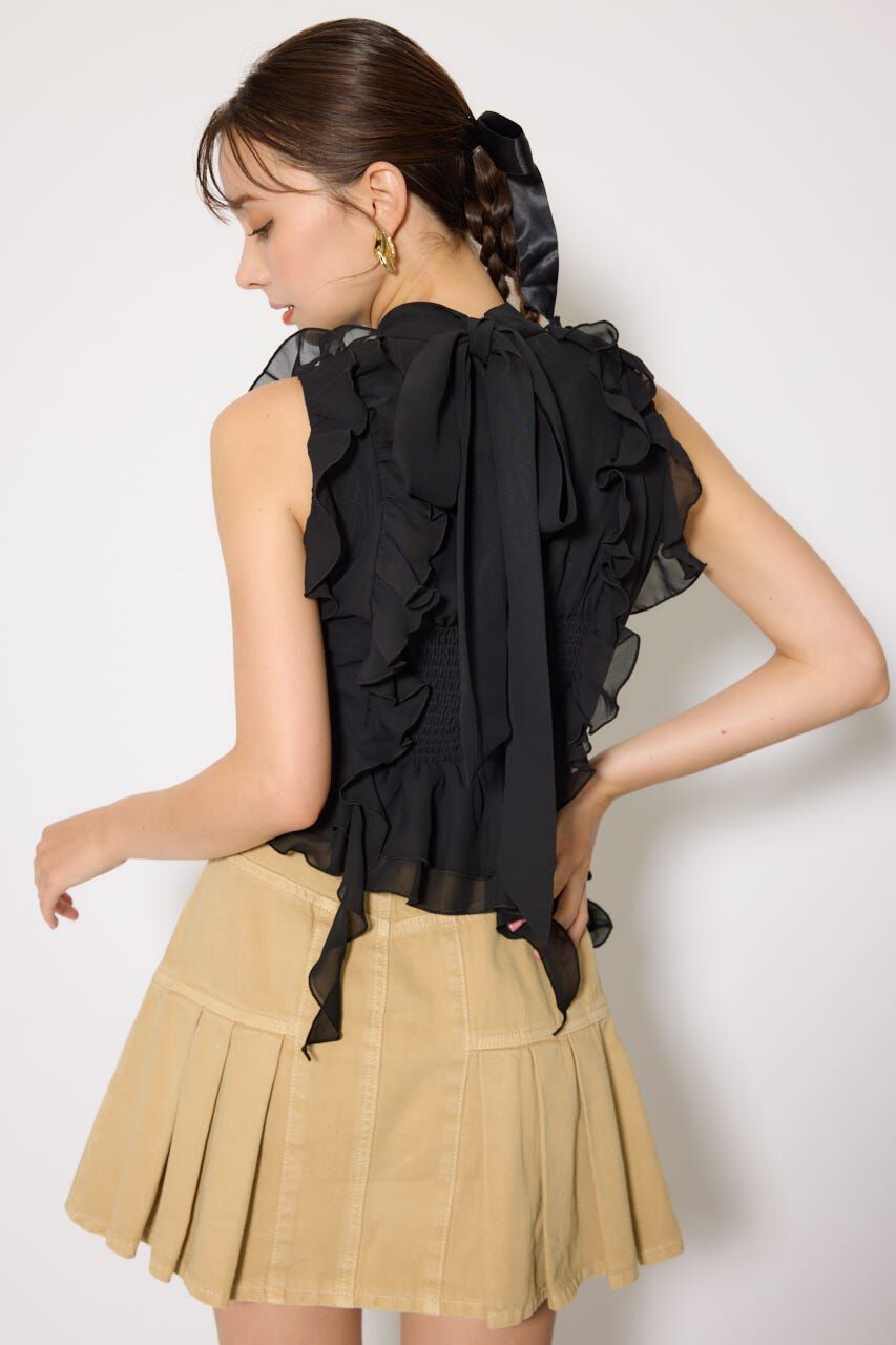 rienda「ボウタイフリルペプラムブラウス」|シャツ・ブラウス|