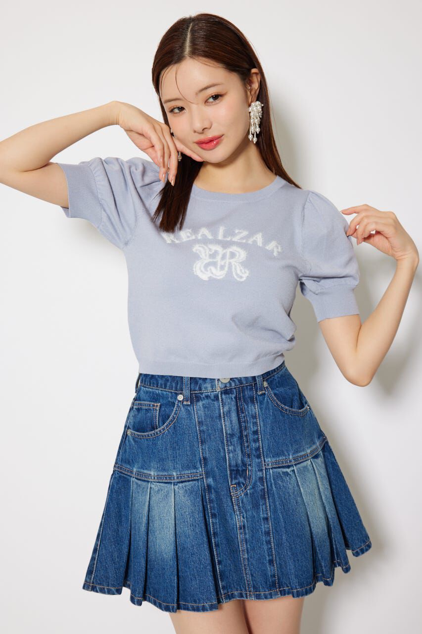 rienda「ジャガードロゴニットトップス」|ニット・セーター|