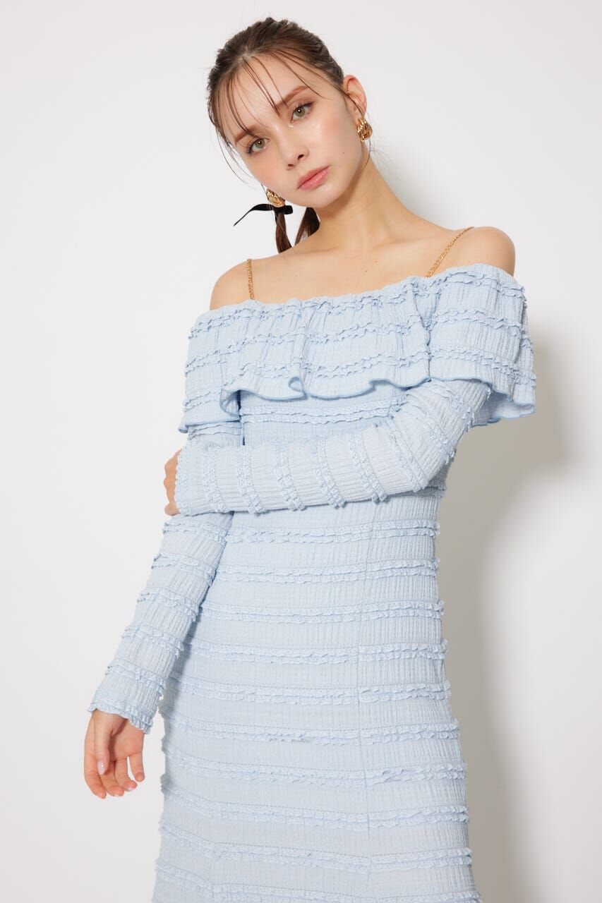 rienda「レースカットオフショルワンピース」|ワンピース|