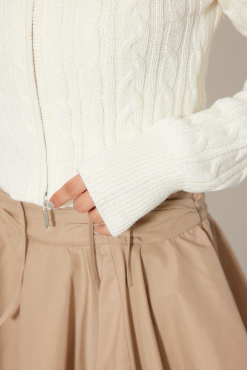 rienda「フードフェイクファーケーブルニットカーディガン」|カーディガン|