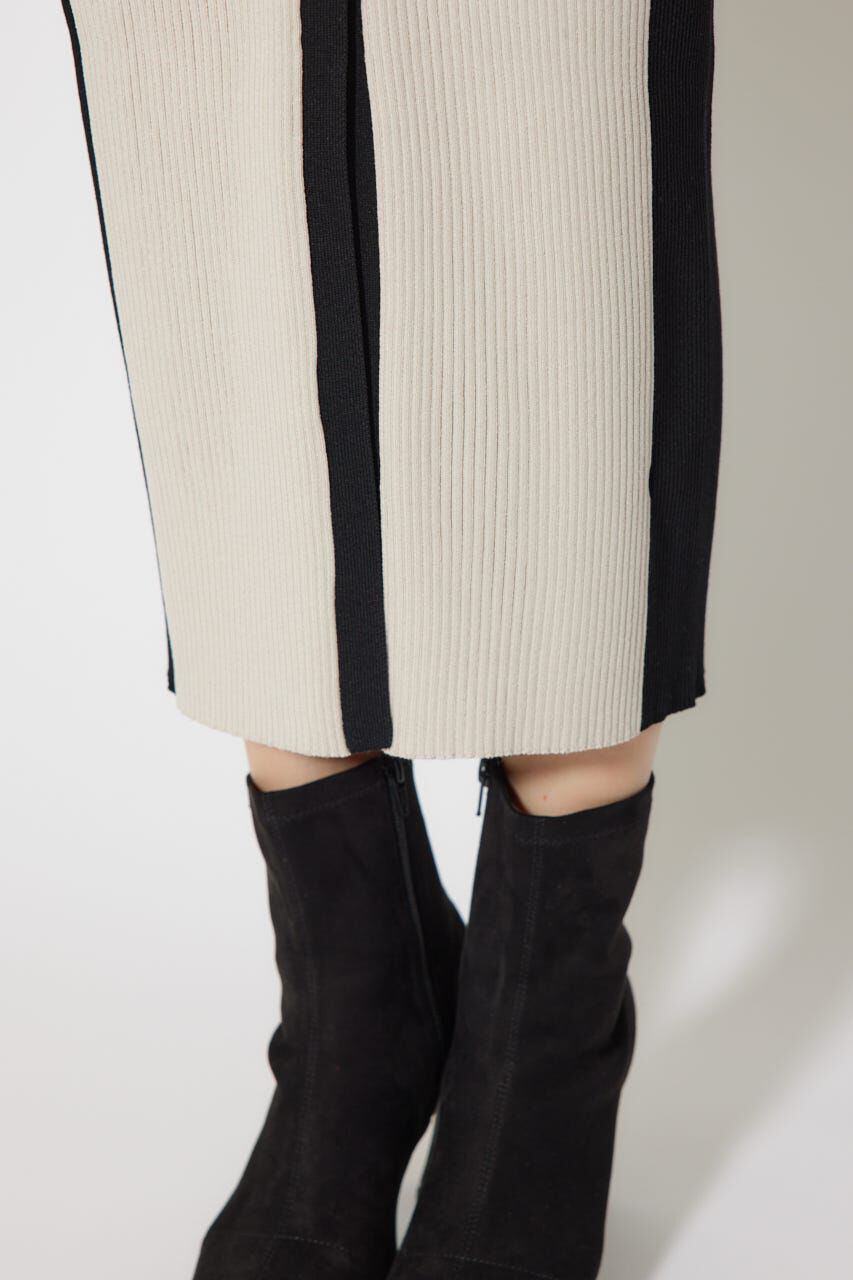 rienda「バイカラーオフショルリボンニットワンピース」|ワンピース|