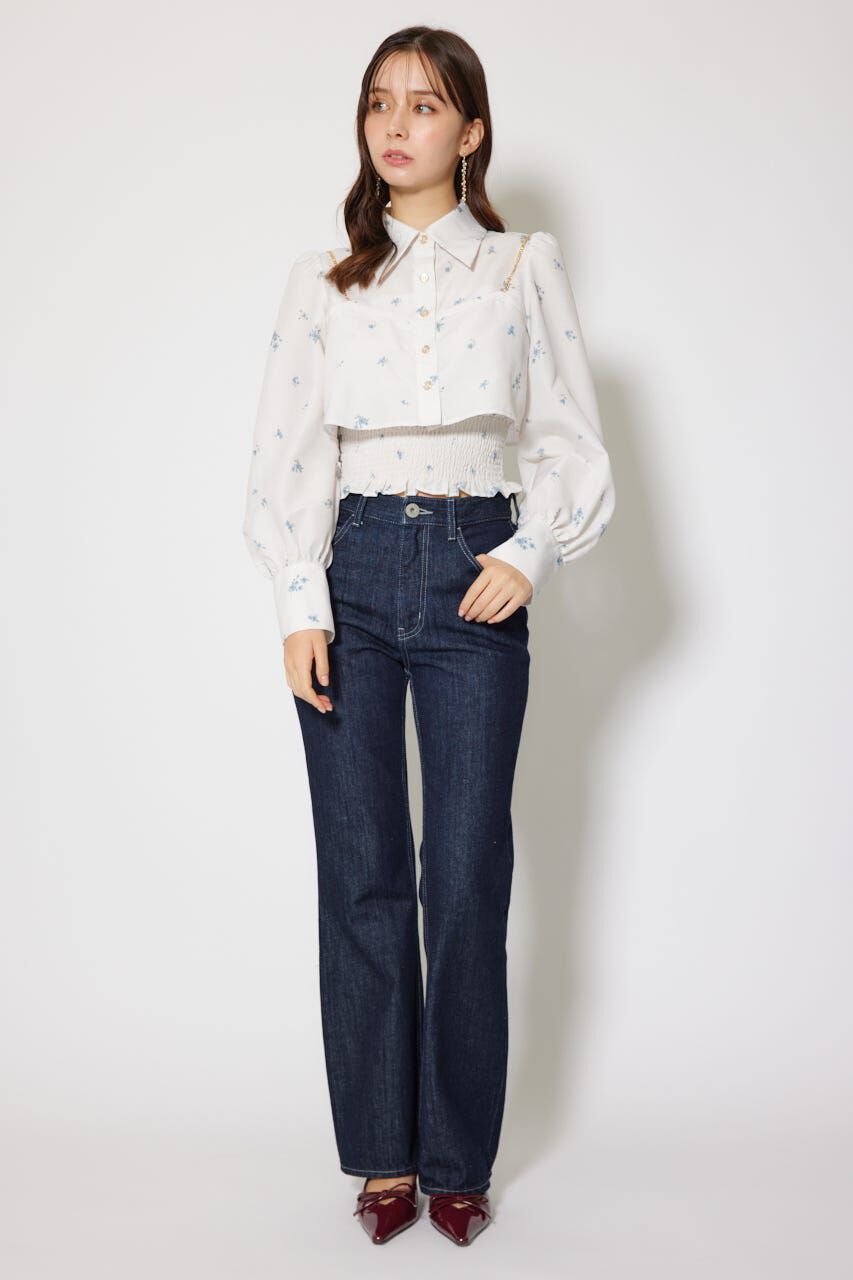 rienda「チェーンデザインシャーリングブラウス」|シャツ・ブラウス|