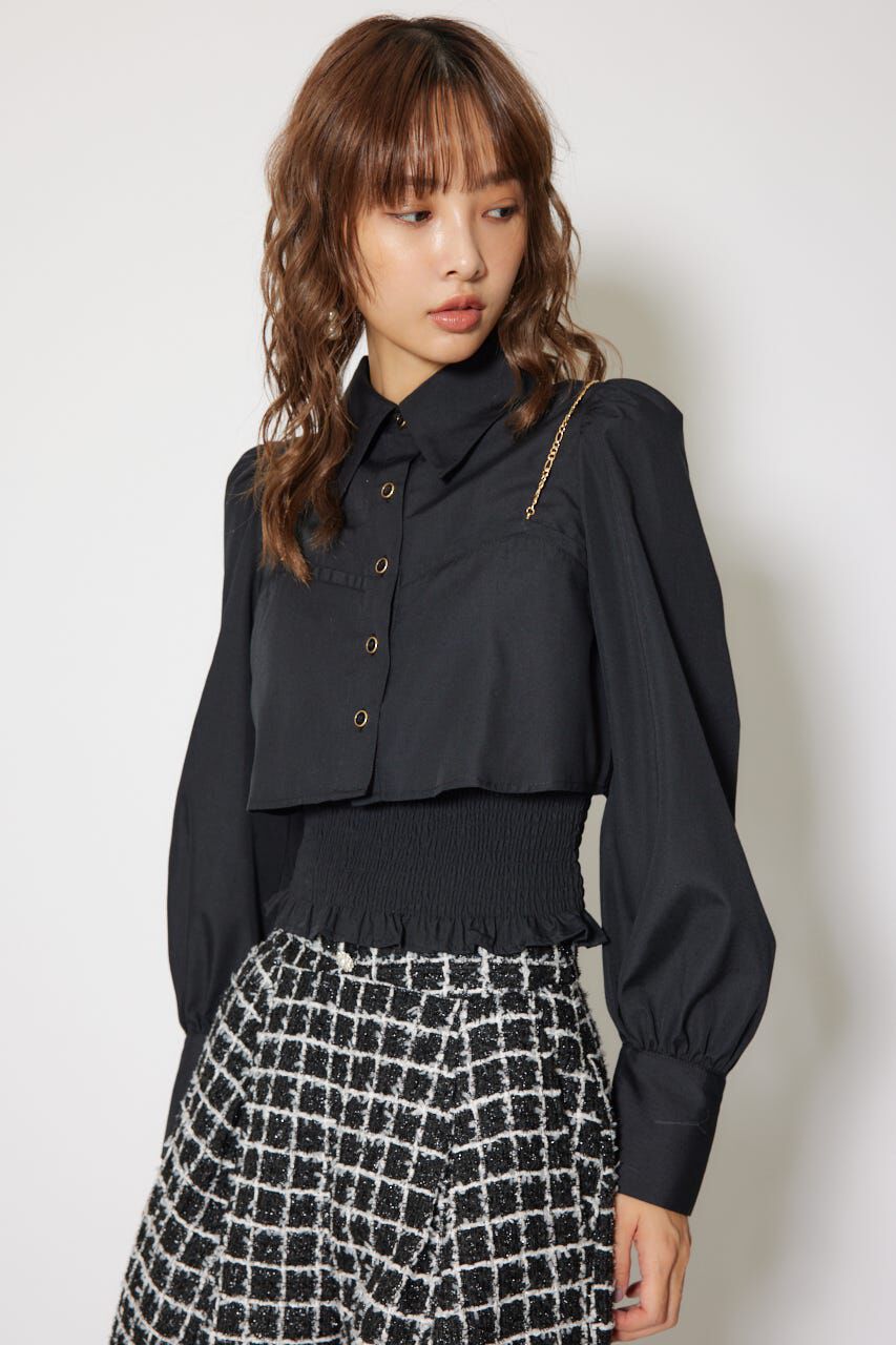 rienda「チェーンデザインシャーリングブラウス」|シャツ・ブラウス|