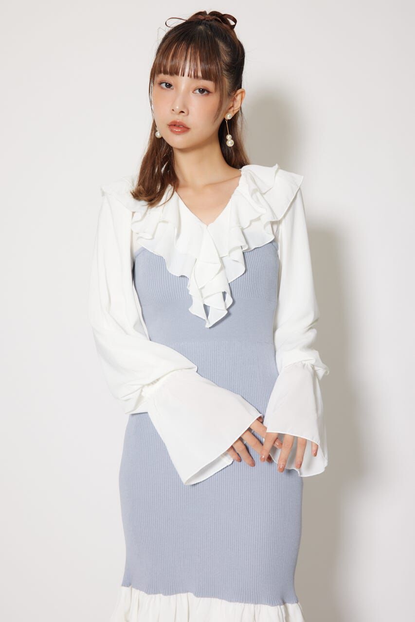 rienda「ダブルフリルコンビニットワンピース」|ワンピース|